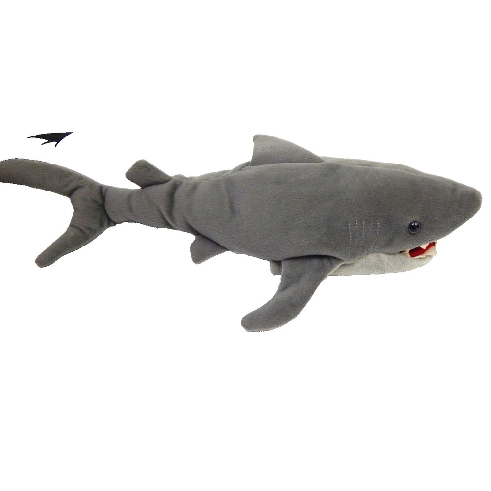 Folkmanis Plush Shark Hand Puppet Full Body Stuffed Animal Gray 20" Great White